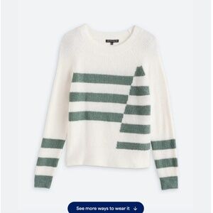 Striped Green White Sweater M Love Ellie